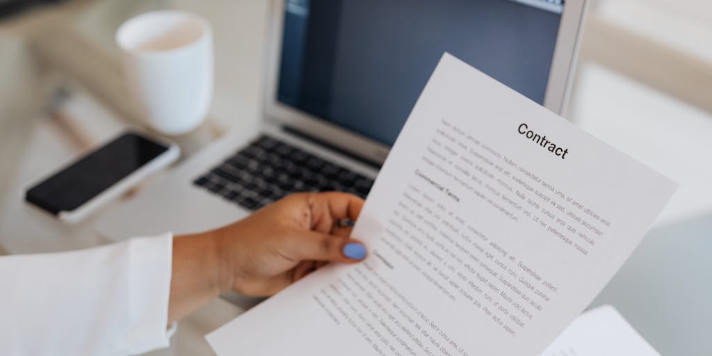 A split-screen image. On one side, a chaotic scene of tangled legal documents, overflowing inboxes, and a stressed-looking person. On the other side, a clean, organized desk with a single document clearly labeled 