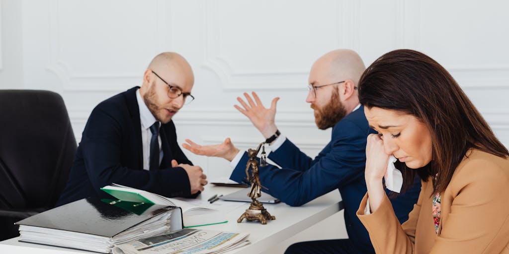 A split image showing a courtroom on one side and a personal injury lawyer consulting with a client on the other. This visual contrast highlights the lawyer's role in both negotiation and litigation, emphasizing the need for a well-rounded attorney.