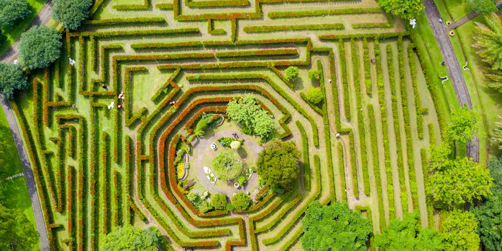 A conceptual image of a maze with a person standing at the entrance, looking at a signpost that reads 'Chevron Deference' with arrows pointing in multiple directions. This symbolizes the complexity and navigational challenges of understanding and applying Chevron deference in legal contexts.