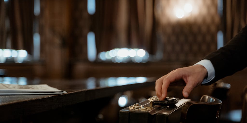 An artistic shot of a lawyer's briefcase opened on a marble table, revealing high-end stationery, a designer pen, and a prestigious law degree certificate. The composition highlights the tools of the trade for the highest paid lawyers, emphasizing sophistication and success.