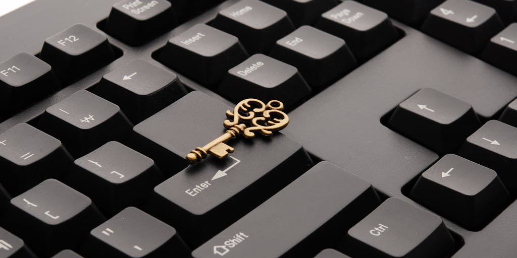 A conceptual image of a digital lock and key, representing security in email deliverability. The lock is made of binary code, and the key is shaped like an envelope, emphasizing the importance of secure email delivery.