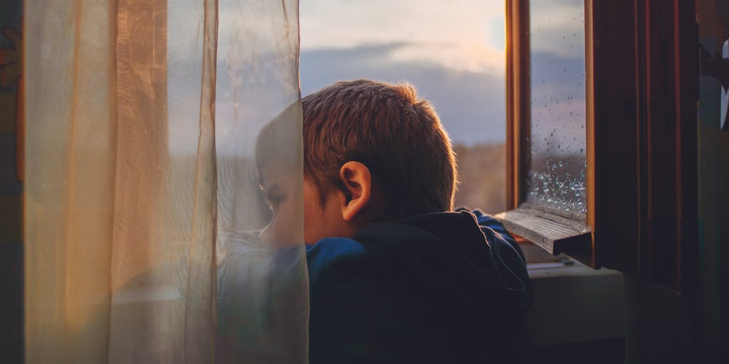 A poignant image of a child looking out a window, with a thought bubble above their head filled with dreams and aspirations (like a soccer ball, a musical instrument, and a book). This represents the emotional aspect of what child support fails to provide in terms of opportunities and experiences.