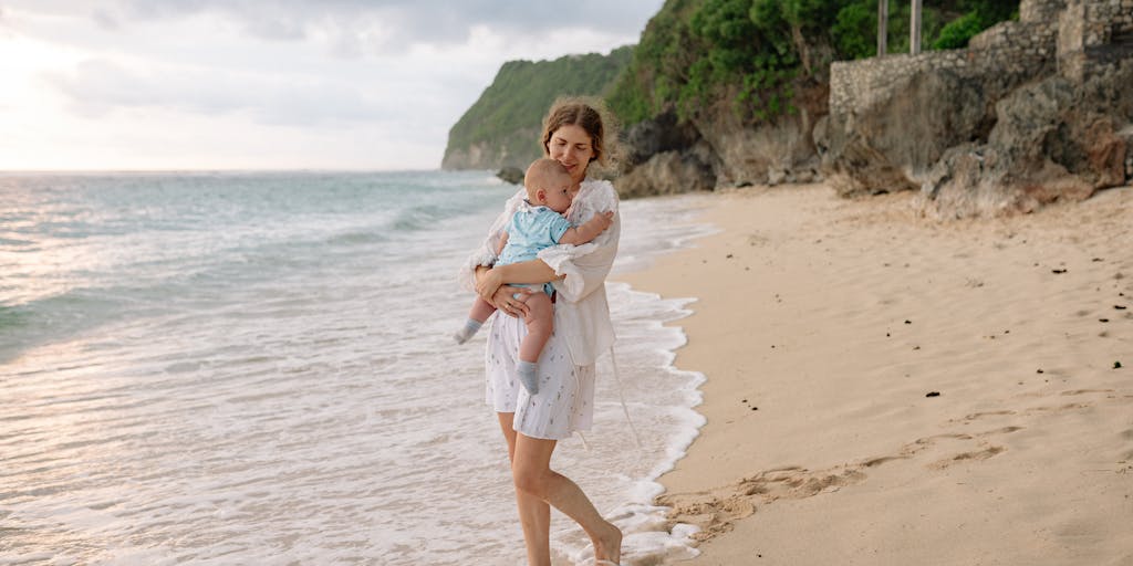 An artistic representation of a parent and child holding hands, walking towards a horizon that symbolizes the future. The background transitions from a sunny day to a more mature setting, illustrating the journey of support and independence as the child grows older.